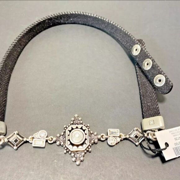 WHITE HOUSE BLACK MARKET ANTIQUED DIAMOND-SHAPE DENIM WRAP BRACELET NWT - Picture 3 of 8